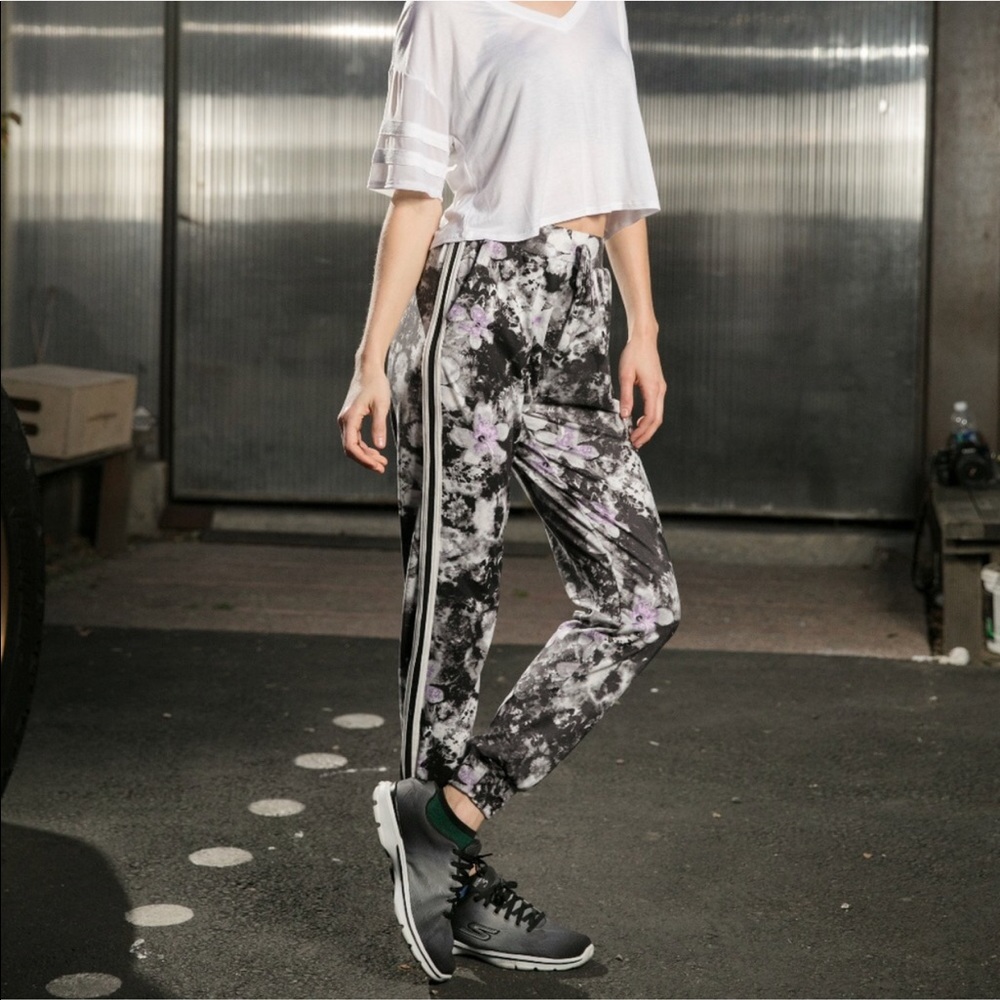Tie Dye Floral Print Joggers - Picture 3 of 6